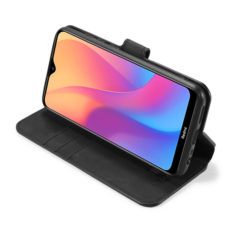 DG.MING Retro Style Wallet Stylish Leather Stand Case for Xiaomi Redmi 8A - Black-3