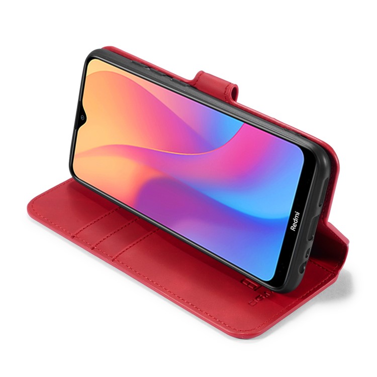 DG.MING Retro Style Wallet Stylish Leather Stand Case for Xiaomi Redmi 8A - Red-5