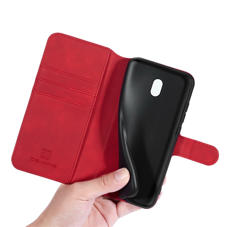 DG.MING Retro Style Wallet Stylish Leather Stand Case for Xiaomi Redmi 8A - Red-7
