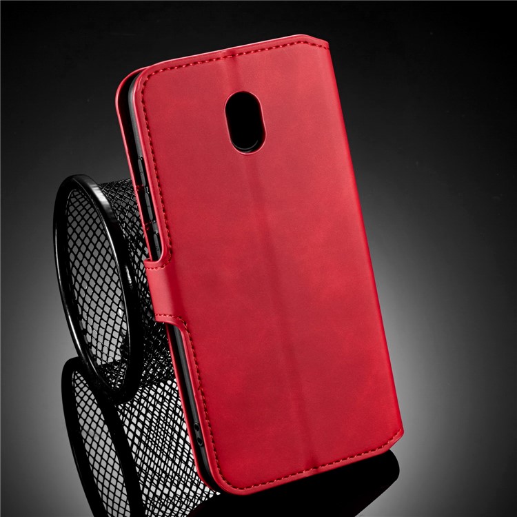 DG.MING Retro Style Wallet Stylish Leather Stand Case for Xiaomi Redmi 8A - Red-9