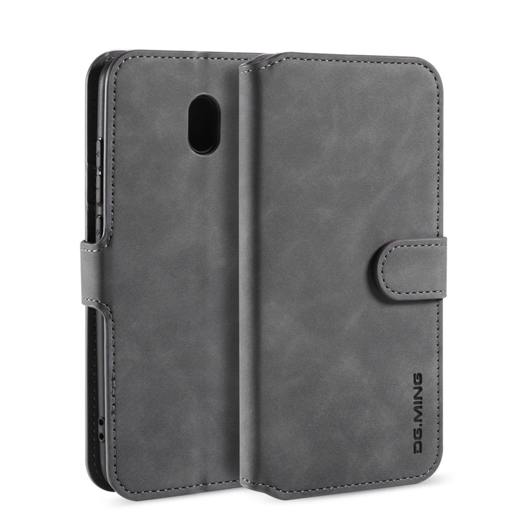 DG.MING Retro Style Wallet Stylish Leather Stand Case for Xiaomi Redmi 8A - Grey-1