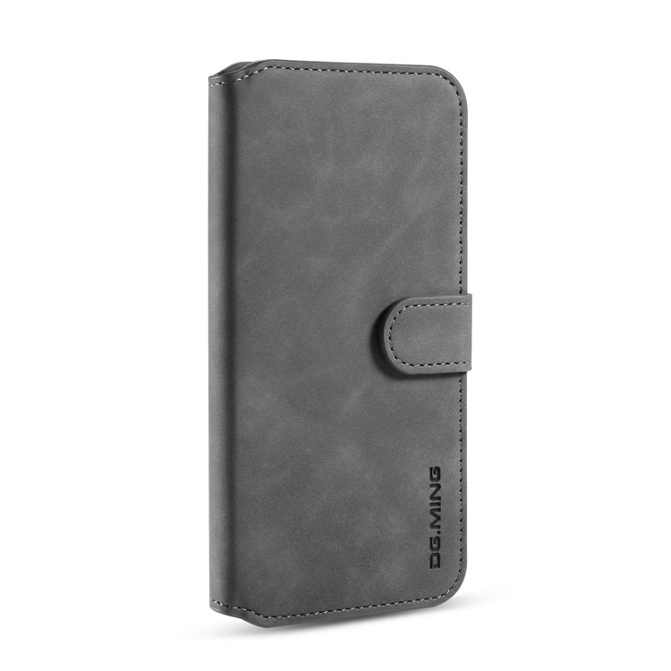 DG.MING Retro Style Wallet Stylish Leather Stand Case for Xiaomi Redmi 8A - Grey-2