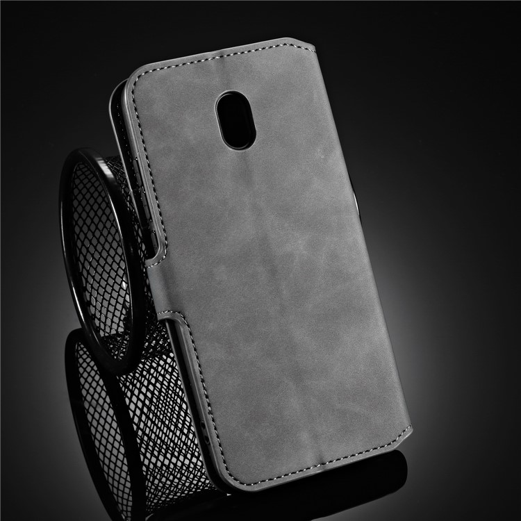DG.MING Retro Style Wallet Stylish Leather Stand Case for Xiaomi Redmi 8A - Grey-9