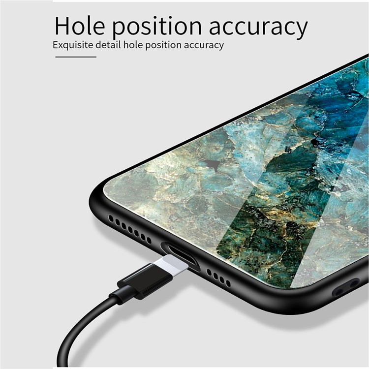 Marble Texture Tempered Glass + PC + TPU Hybrid Case for Xiaomi Redmi 8A - Emerald-2