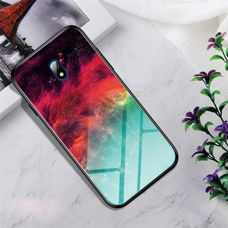 Marble Texture Tempered Glass + PC + TPU Hybrid Case for Xiaomi Redmi 8A - Colorful Nebula-1