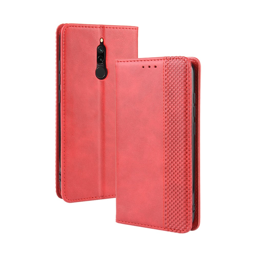 Retro Auto-absorbed Leather Casing Shell for Xiaomi Redmi 8 - Red-2
