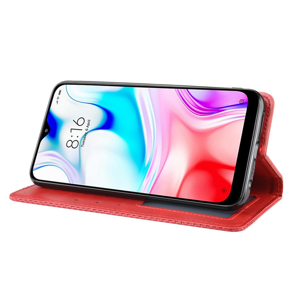 Retro Auto-absorbed Leather Casing Shell for Xiaomi Redmi 8 - Red-7