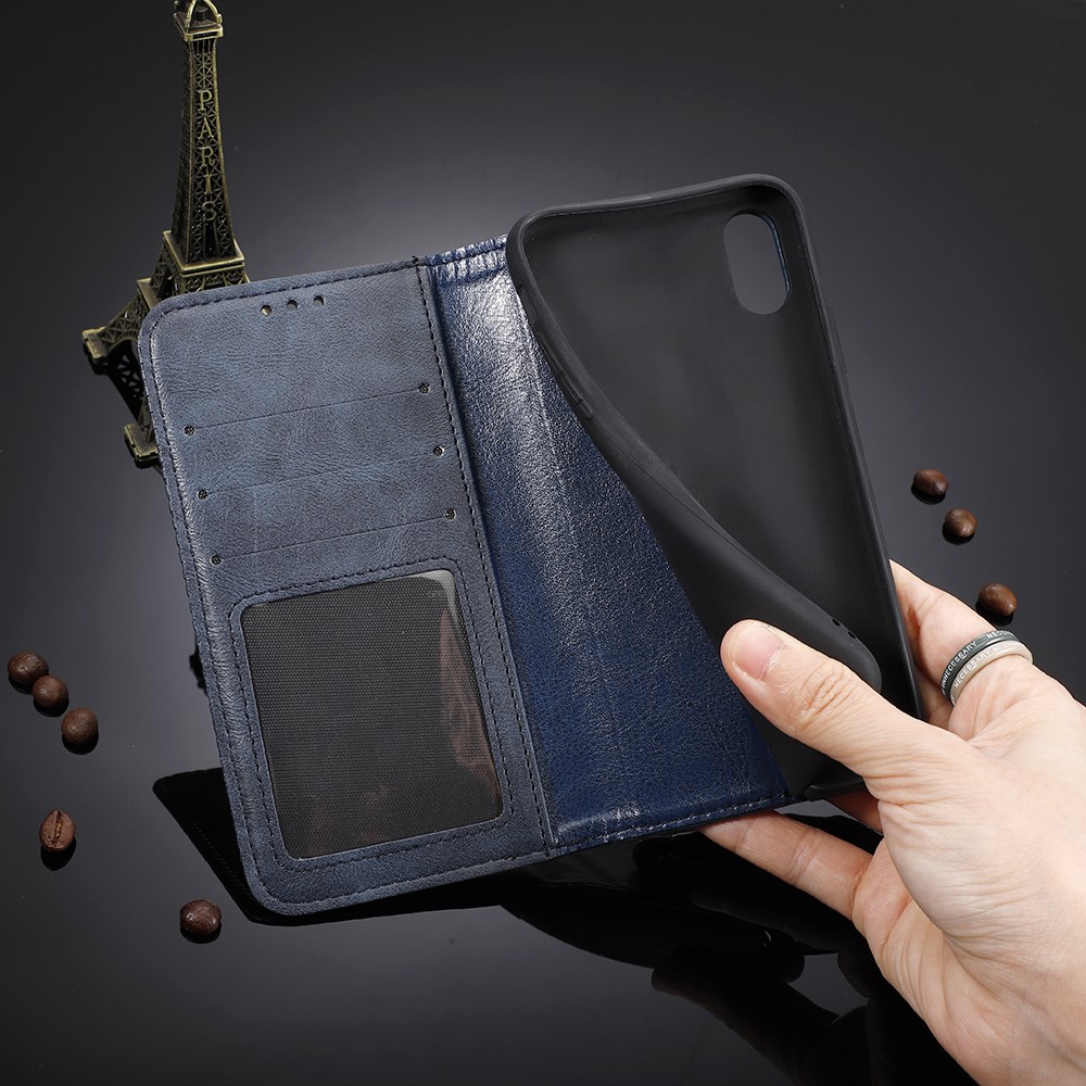 Retro Auto-absorbed Leather Casing Shell for Xiaomi Redmi 8 - Blue-10