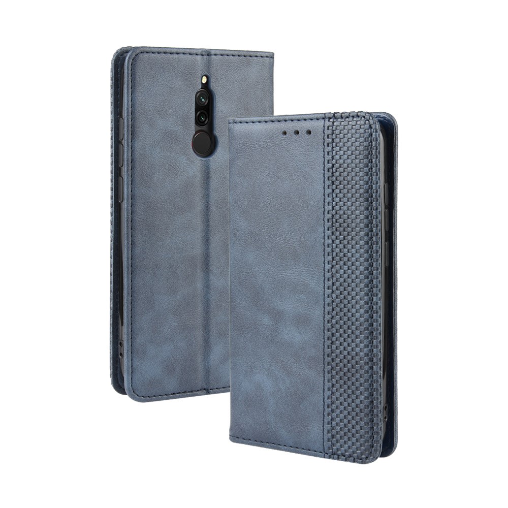 Retro Auto-absorbed Leather Casing Shell for Xiaomi Redmi 8 - Blue-2
