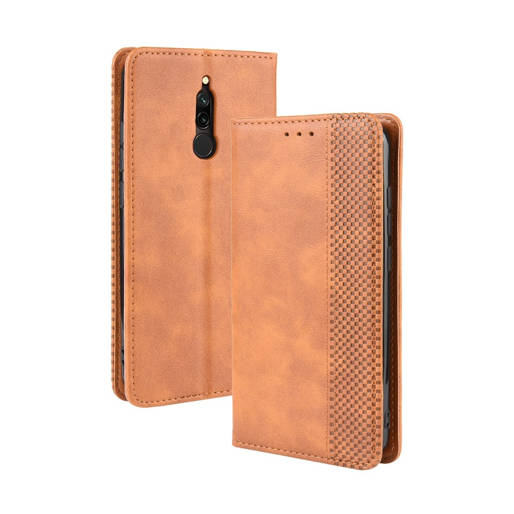 Retro Auto-absorbed Leather Casing Shell for Xiaomi Redmi 8 - Brown-2
