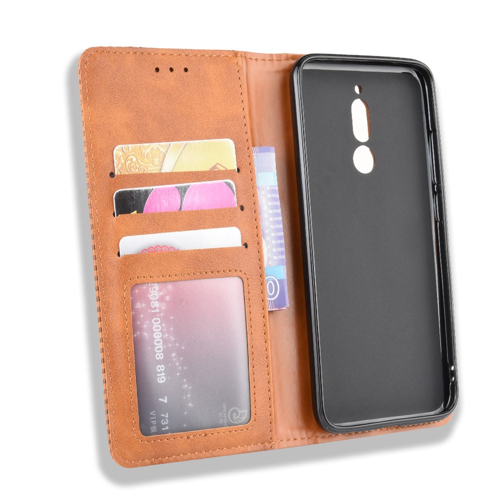 Retro Auto-absorbed Leather Casing Shell for Xiaomi Redmi 8 - Brown-5