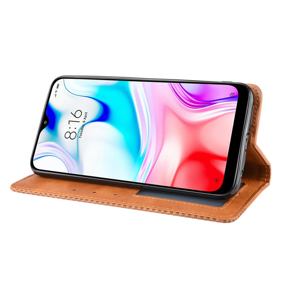 Retro Auto-absorbed Leather Casing Shell for Xiaomi Redmi 8 - Brown-7