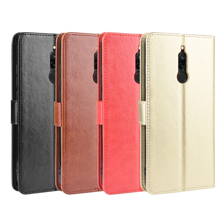 Crazy Horse Texture Leather Wallet Phone Casing for Xiaomi Redmi 8 - Black-11