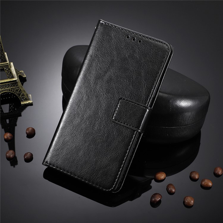 Crazy Horse Texture Leather Wallet Phone Casing for Xiaomi Redmi 8 - Black-8