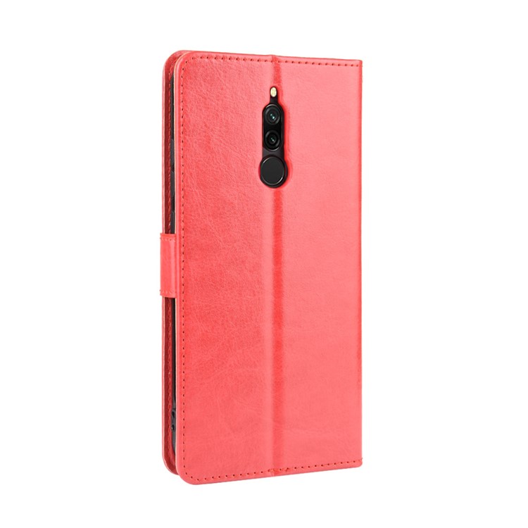 Crazy Horse Texture Leather Wallet Phone Casing for Xiaomi Redmi 8 - Red-4