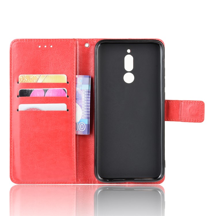 Crazy Horse Texture Leather Wallet Phone Casing for Xiaomi Redmi 8 - Red-5