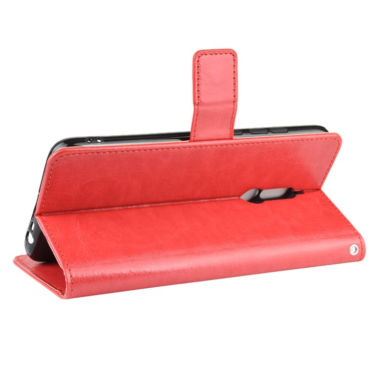 Crazy Horse Texture Leather Wallet Phone Casing for Xiaomi Redmi 8 - Red-7