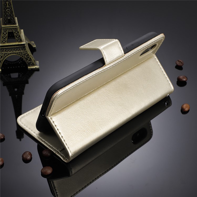 Crazy Horse Texture Leather Wallet Phone Casing for Xiaomi Redmi 8 - Gold-10