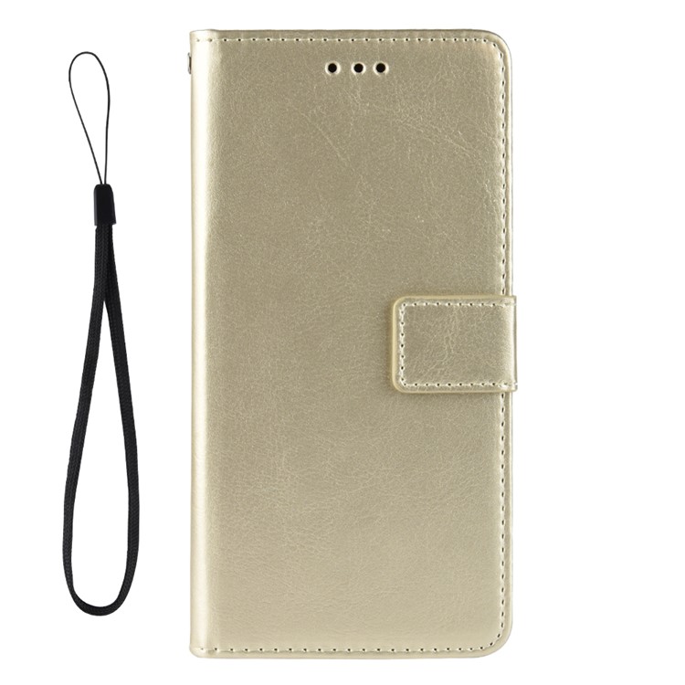 Crazy Horse Texture Leather Wallet Phone Casing for Xiaomi Redmi 8 - Gold-3