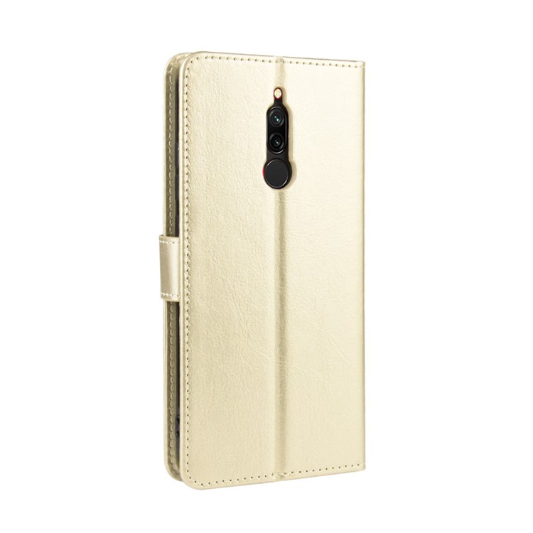 Crazy Horse Texture Leather Wallet Phone Casing for Xiaomi Redmi 8 - Gold-4