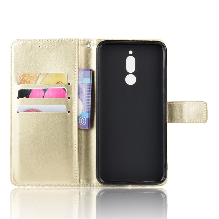 Crazy Horse Texture Leather Wallet Phone Casing for Xiaomi Redmi 8 - Gold-5