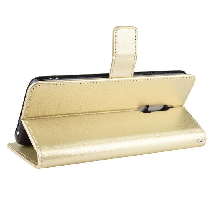 Crazy Horse Texture Leather Wallet Phone Casing for Xiaomi Redmi 8 - Gold-7