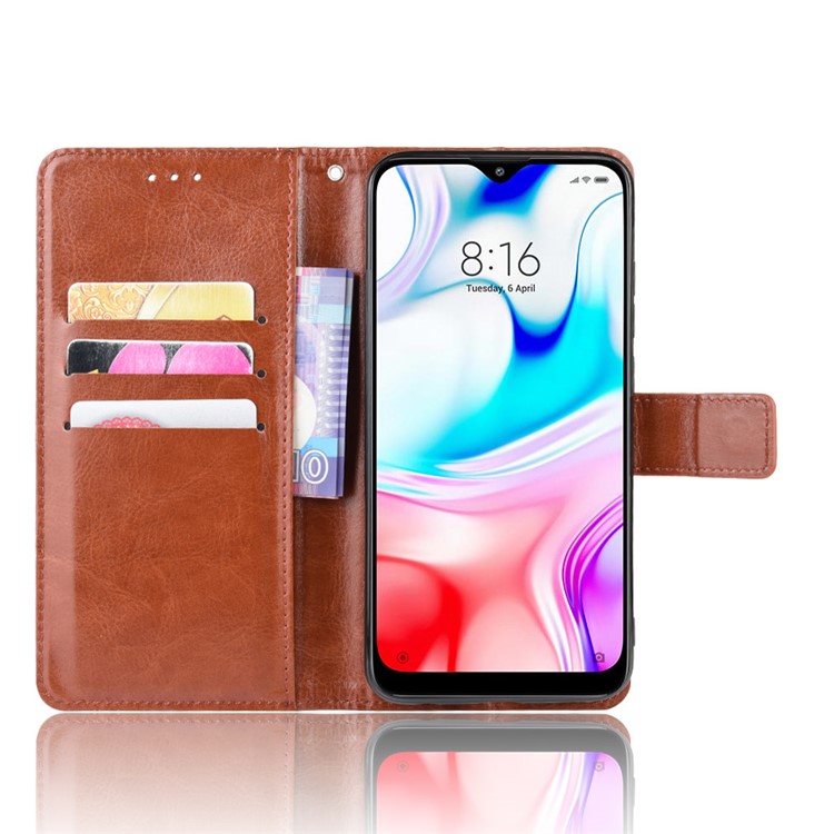 Crazy Horse Texture Leather Wallet Phone Casing for Xiaomi Redmi 8 - Brown-6