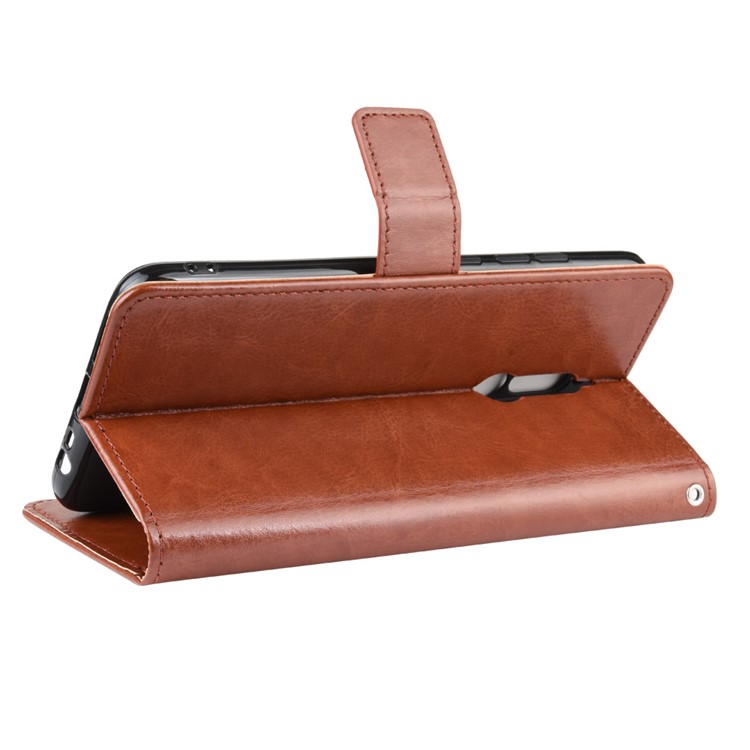 Crazy Horse Texture Leather Wallet Phone Casing for Xiaomi Redmi 8 - Brown-7