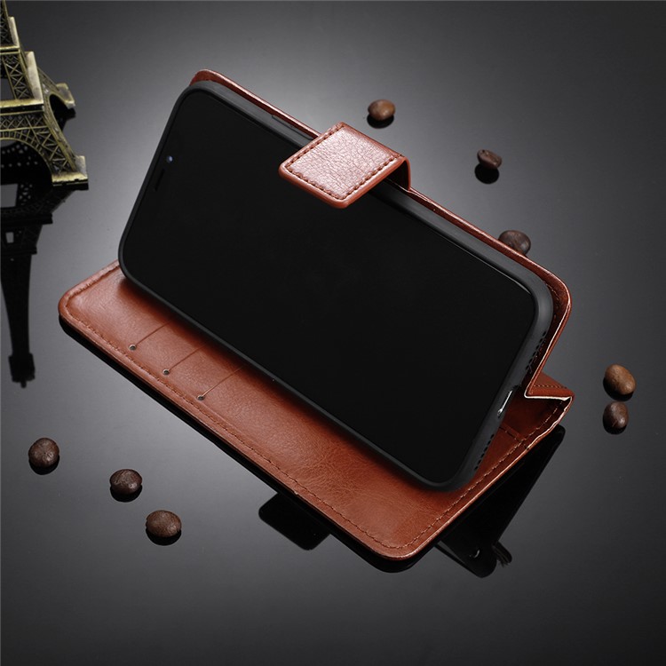 Crazy Horse Texture Leather Wallet Phone Casing for Xiaomi Redmi 8 - Brown-8