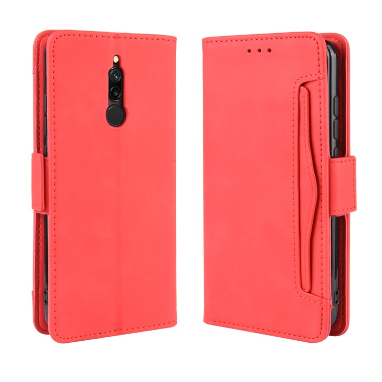 Wallet Stand Leather Protective Phone Case with Multiple Card Slots for Xiaomi Redmi 8 - Red-2