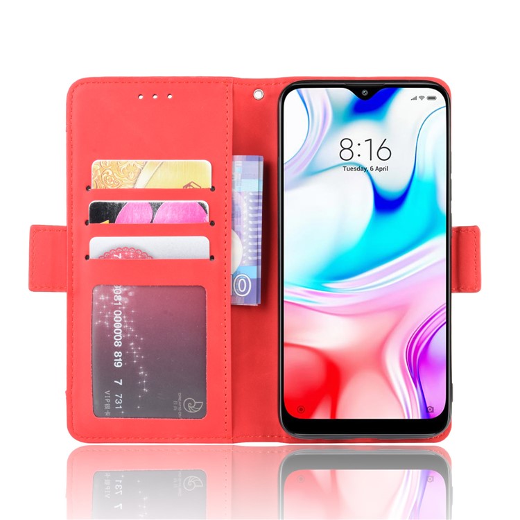 Wallet Stand Leather Protective Phone Case with Multiple Card Slots for Xiaomi Redmi 8 - Red-7