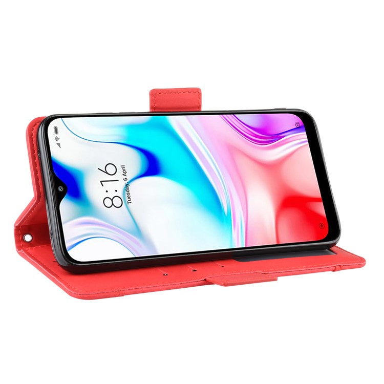 Wallet Stand Leather Protective Phone Case with Multiple Card Slots for Xiaomi Redmi 8 - Red-8