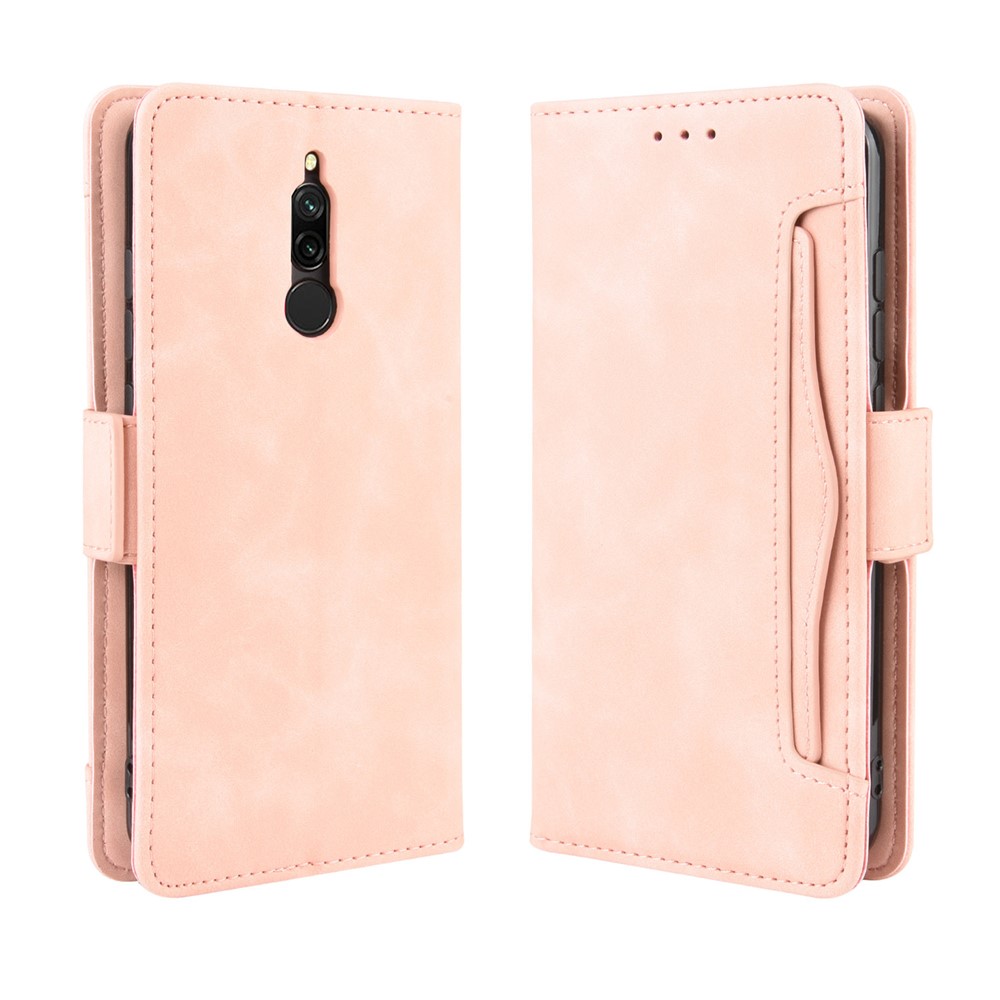 Wallet Stand Leather Protective Phone Case with Multiple Card Slots for Xiaomi Redmi 8 - Pink-2