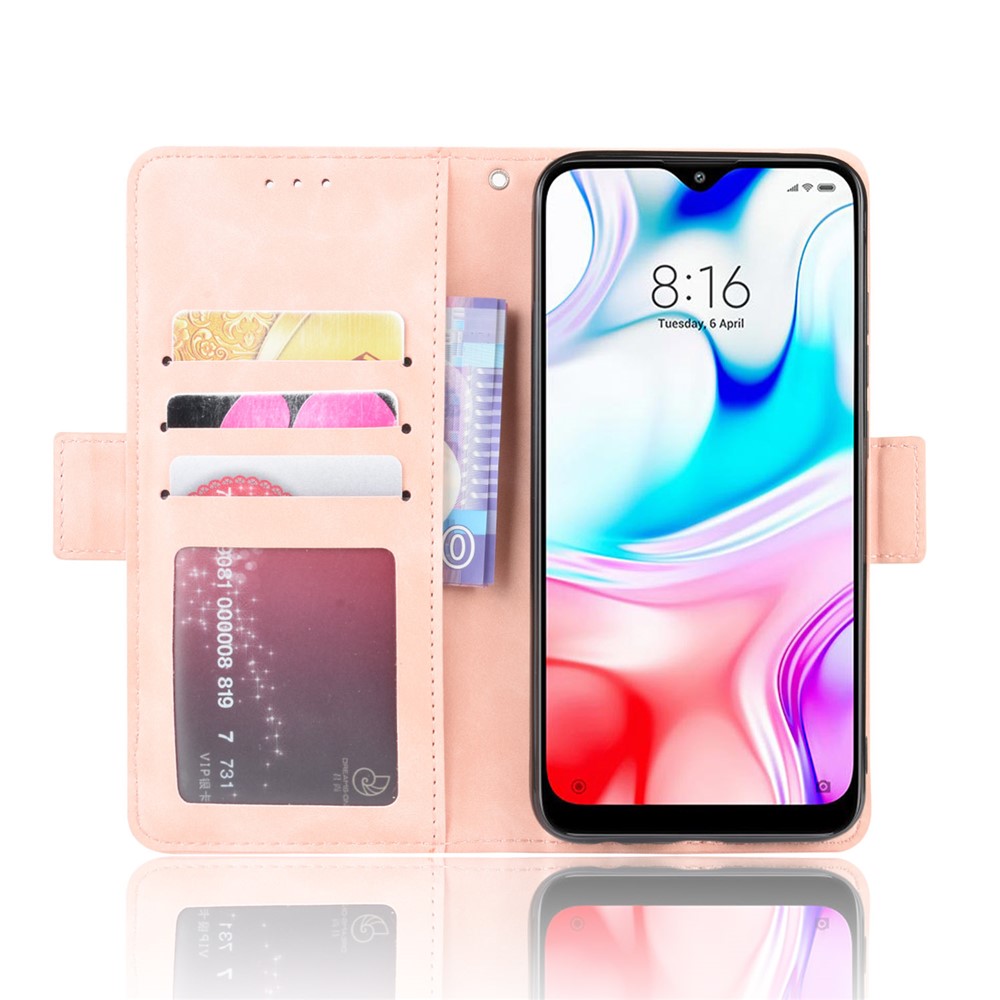 Wallet Stand Leather Protective Phone Case with Multiple Card Slots for Xiaomi Redmi 8 - Pink-7