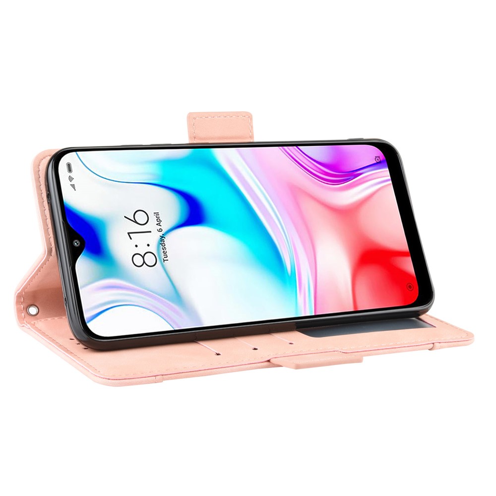 Wallet Stand Leather Protective Phone Case with Multiple Card Slots for Xiaomi Redmi 8 - Pink-8
