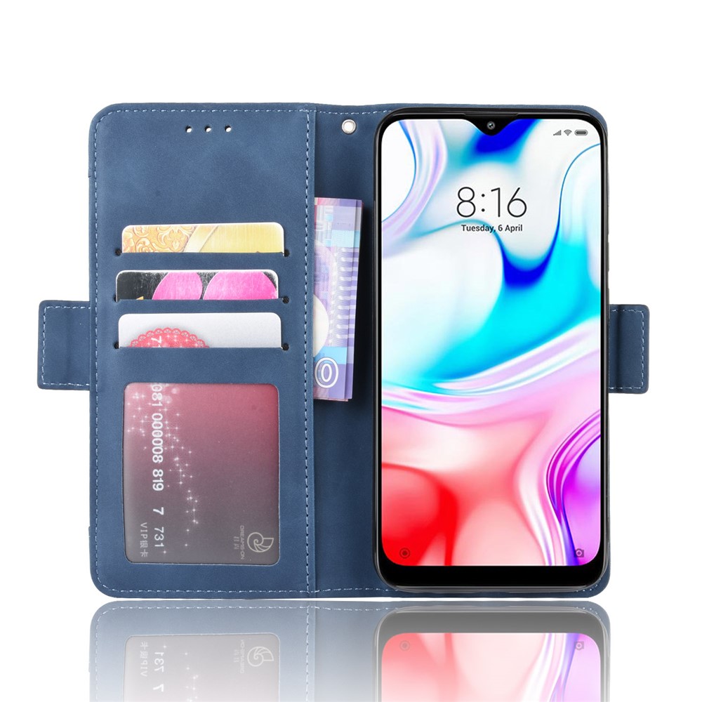 Wallet Stand Leather Protective Phone Case with Multiple Card Slots for Xiaomi Redmi 8 - Blue-7