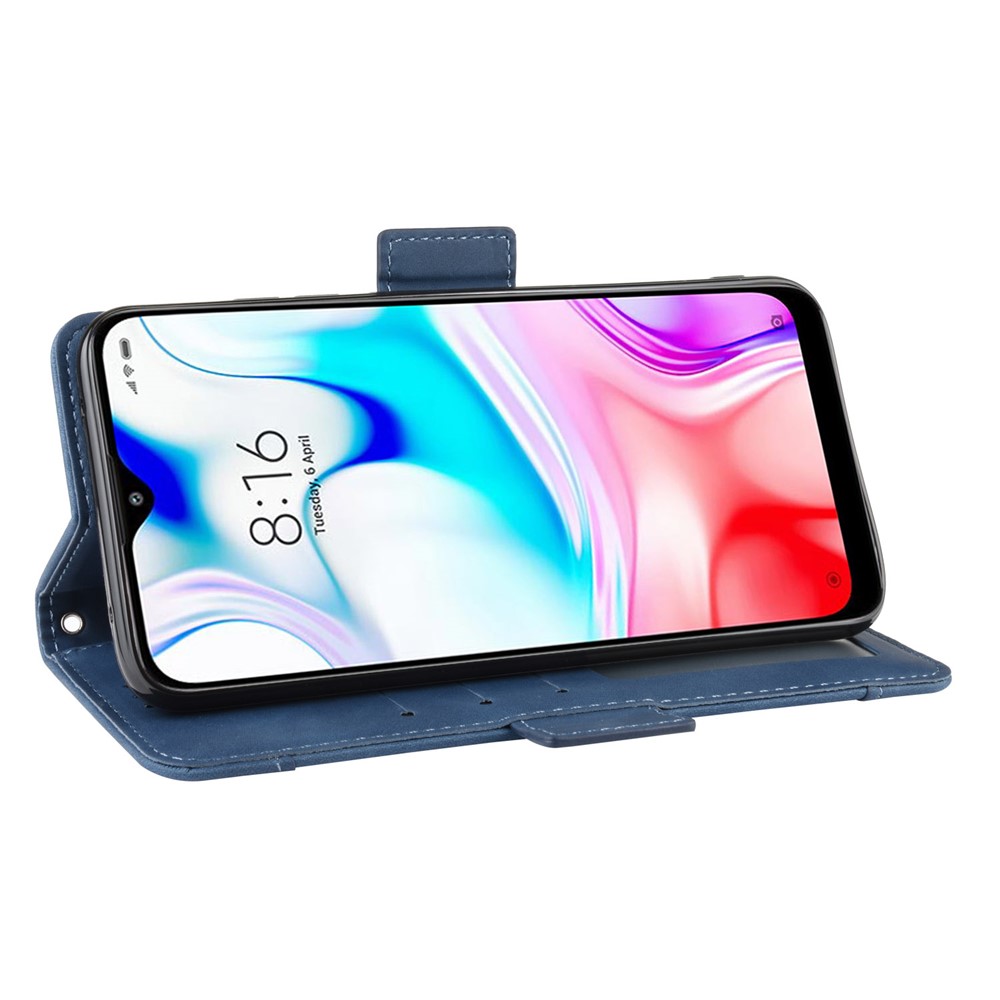 Wallet Stand Leather Protective Phone Case with Multiple Card Slots for Xiaomi Redmi 8 - Blue-8