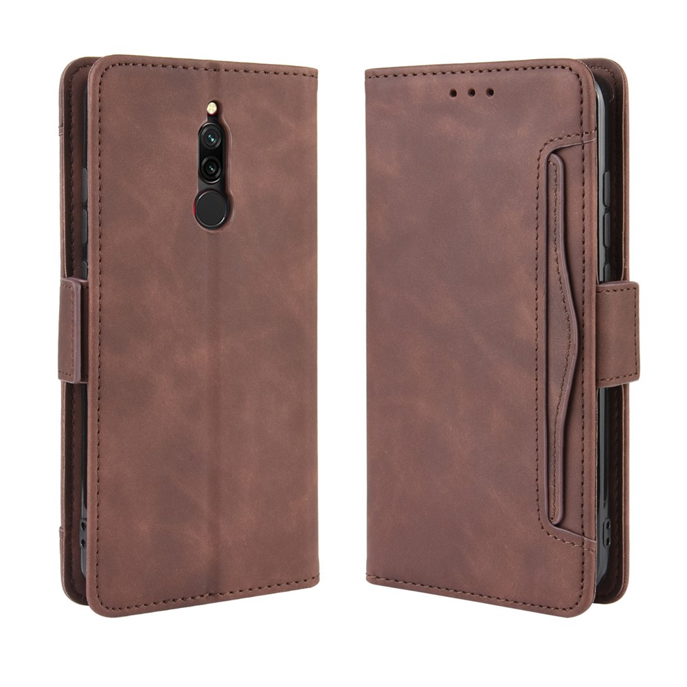 Wallet Stand Leather Protective Phone Case with Multiple Card Slots for Xiaomi Redmi 8 - Brown-2