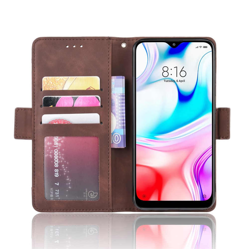 Wallet Stand Leather Protective Phone Case with Multiple Card Slots for Xiaomi Redmi 8 - Brown-7