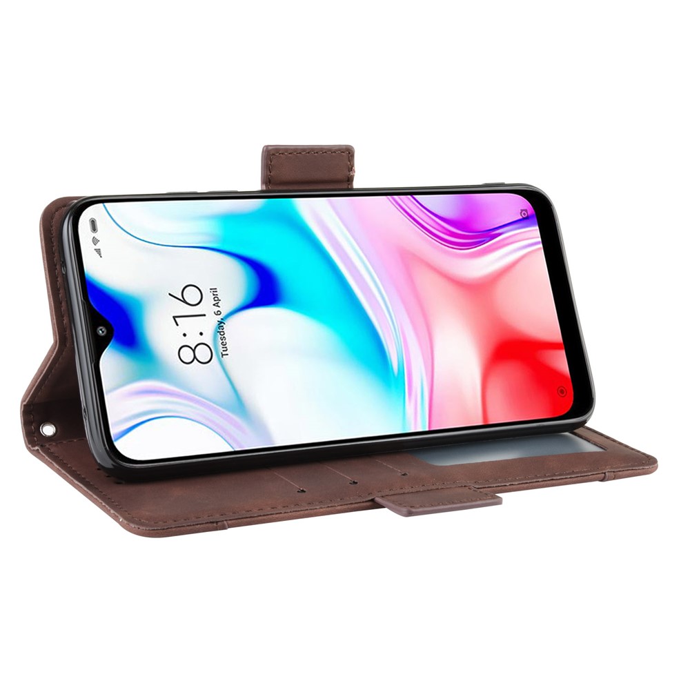 Wallet Stand Leather Protective Phone Case with Multiple Card Slots for Xiaomi Redmi 8 - Brown-8