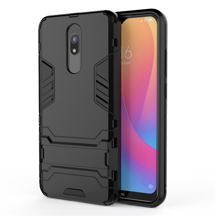 2-in-1 Plastic + TPU Phone Shell with Kickstand for Xiaomi Redmi 8A - Black-2