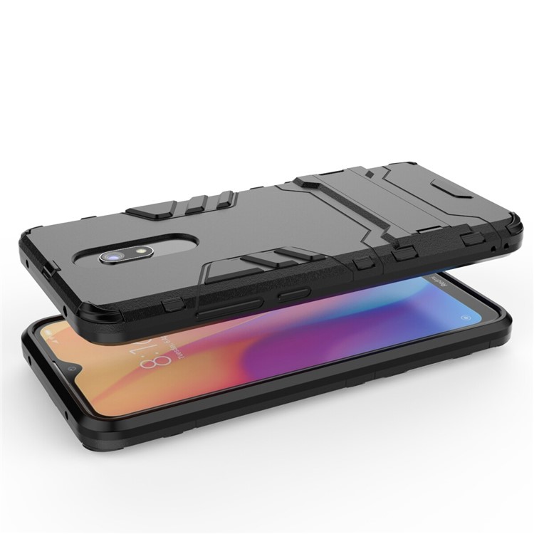 2-in-1 Plastic + TPU Phone Shell with Kickstand for Xiaomi Redmi 8A - Black-4