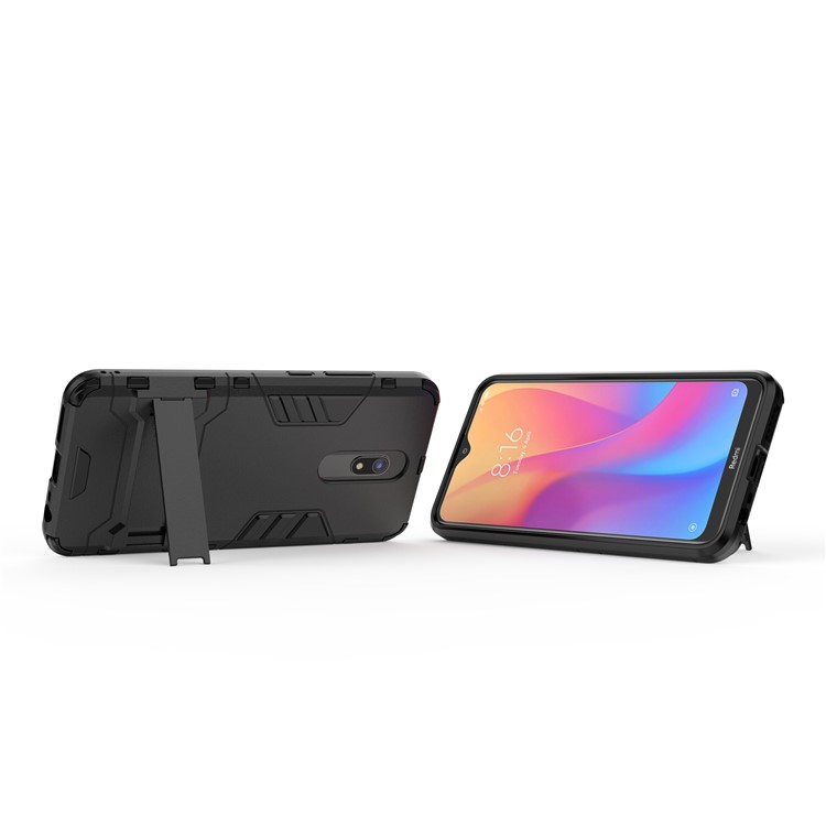 2-in-1 Plastic + TPU Phone Shell with Kickstand for Xiaomi Redmi 8A - Black-5