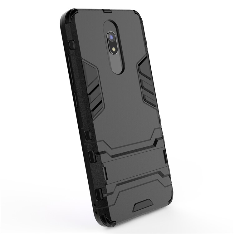 2-in-1 Plastic + TPU Phone Shell with Kickstand for Xiaomi Redmi 8A - Black-6