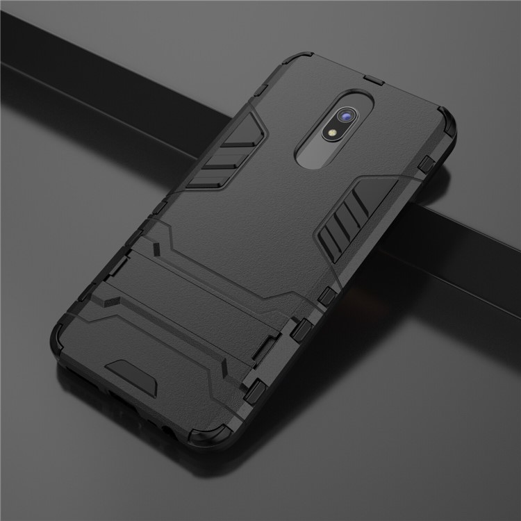 2-in-1 Plastic + TPU Phone Shell with Kickstand for Xiaomi Redmi 8A - Black-8