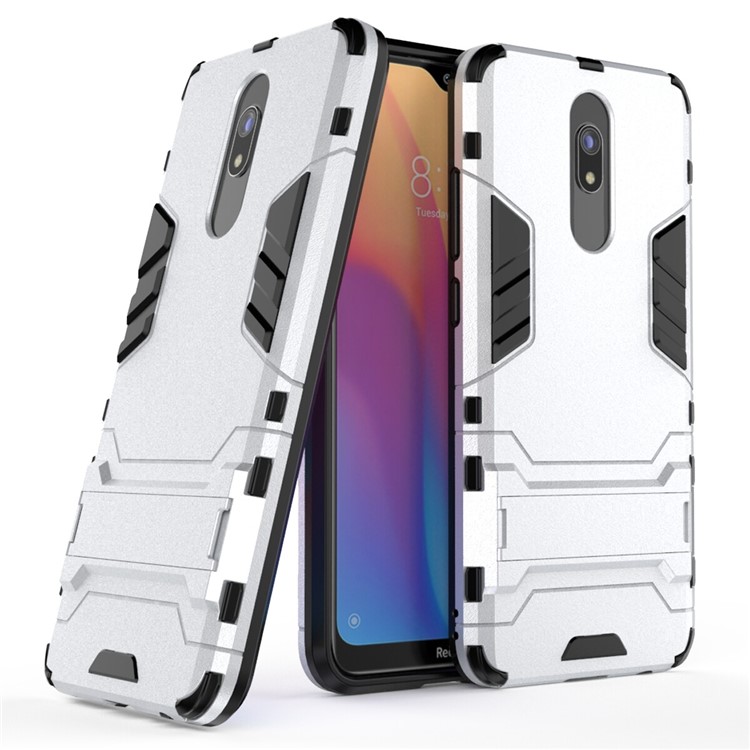 2-in-1 Plastic + TPU Phone Shell with Kickstand for Xiaomi Redmi 8A - White-1
