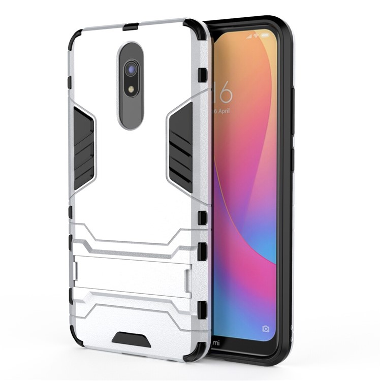 2-in-1 Plastic + TPU Phone Shell with Kickstand for Xiaomi Redmi 8A - White-2