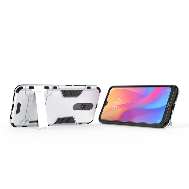 2-in-1 Plastic + TPU Phone Shell with Kickstand for Xiaomi Redmi 8A - White-3