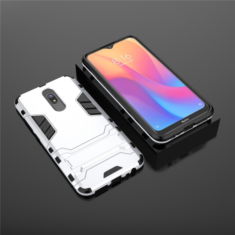 2-in-1 Plastic + TPU Phone Shell with Kickstand for Xiaomi Redmi 8A - White-4