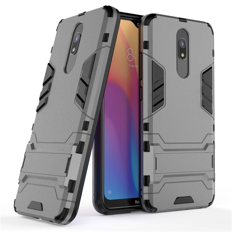 2-in-1 Plastic + TPU Phone Shell with Kickstand for Xiaomi Redmi 8A - Grey-1